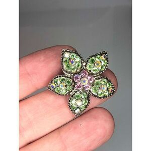 981 Premier Designs Green AB cz vintage pendant  1-1/4"